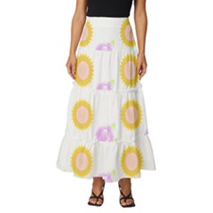 Sunflowers And Roses Pattern T- Shirt Sunflowers And Roses Pattern T- Shirt Tiered Ruffle Maxi Skirt by maxcute