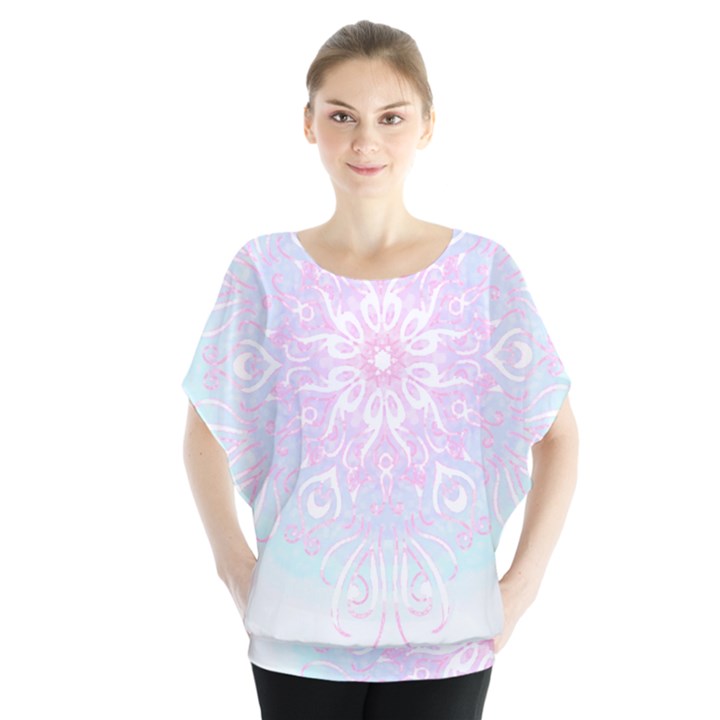 Symmetry T- Shirt Pastel Eye See You T- Shirt Batwing Chiffon Blouse