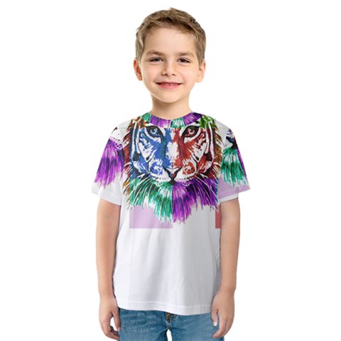 Tiger Face T- Shirttiger T- Shirt (2) Kids  Sport Mesh Tee by maxcute