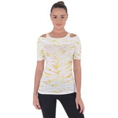 Tiger Stripes T- Shirt Gold Tiger Stripes Design T- Shirt Shoulder Cut Out Short Sleeve Top by maxcute