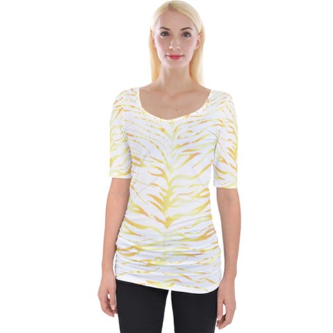 Tiger Stripes T- Shirt Gold Tiger Stripes Design T- Shirt Wide Neckline Tee by maxcute