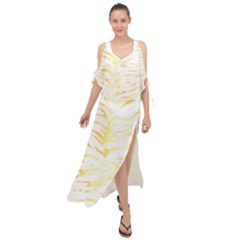 Tiger Stripes T- Shirt Gold Tiger Stripes Design T- Shirt Maxi Chiffon Cover Up Dress by maxcute