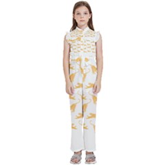 Tigers T- Shirt Golden Tigers T- Shirt Kids  Sleeveless Ruffle Edge Band Collar Chiffon One Piece