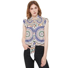 Tiles T- Shirttile Pattern, Moroccan Zellige Tilework T- Shirt Frill Detail Shirt by maxcute