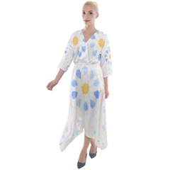 Tiles T- Shirtzellige Moroccan Mosaic Tilework T- Shirt Quarter Sleeve Wrap Front Maxi Dress by maxcute