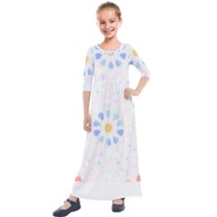 Tiles T- Shirtzellige Moroccan Mosaic Tilework T- Shirt Kids  Quarter Sleeve Maxi Dress by maxcute