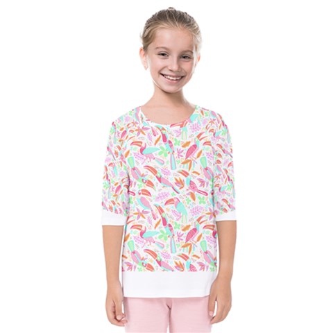 Toucan T- Shirt Toucan Pattern T- Shirt Kids  Quarter Sleeve Raglan Tee by maxcute