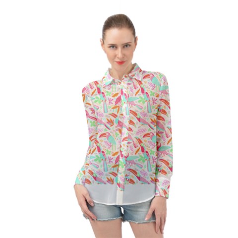 Toucan T- Shirt Toucan Pattern T- Shirt Long Sleeve Chiffon Shirt by maxcute