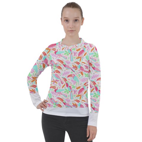 Toucan T- Shirt Toucan Pattern T- Shirt Women s Pique Long Sleeve Tee by maxcute