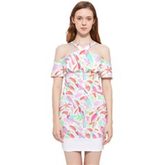 Toucan T- Shirt Toucan Pattern T- Shirt Shoulder Frill Bodycon Summer Dress by maxcute