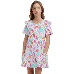 Toucan T- Shirt Toucan Pattern T- Shirt Kids  Frilly Sleeves Pocket Dress by maxcute