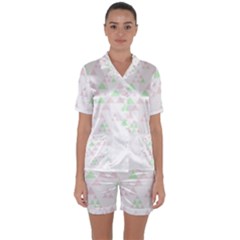 Triangles T- Shirt Abstract Triangles T- Shirt Satin Short Sleeve Pajamas Set by maxcute