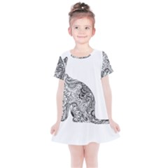 Trippy T- Shirt Cat Silhouette T- Shirt Kids  Simple Cotton Dress by maxcute