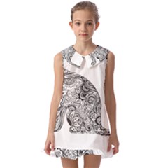 Trippy T- Shirt Cat Silhouette T- Shirt Kids  Pilgrim Collar Ruffle Hem Dress by maxcute