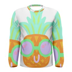 Tropical Fruit T- Shirt Pineapple At Sea T- Shirt Men s Long Sleeve Tee