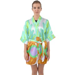 Tropical Fruit T- Shirt Pineapple At Sea T- Shirt Half Sleeve Satin Kimono  by maxcute