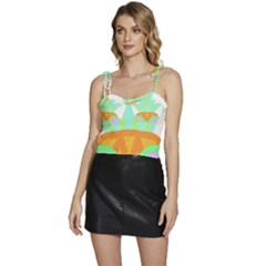 Tropical Fruit T- Shirt Pineapple At Sea T- Shirt Flowy Camisole Tie Up Top