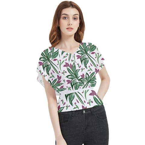 Tropical Island T- Shirt Pattern Love Collection 2 Butterfly Chiffon Blouse by maxcute