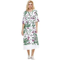 Tropical Island T- Shirt Pattern Love Collection 2 Double Cuff Midi Dress by maxcute