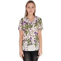 Tropical Island T- Shirt Pattern Love Collection 3 Women s V-neck Scrub Top by maxcute