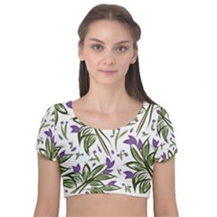 Tropical Island T- Shirt Pattern Love Collection 3 Velvet Short Sleeve Crop Top  by maxcute