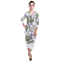 Tropical Island T- Shirt Pattern Love Collection 3 Quarter Sleeve Midi Velour Bodycon Dress by maxcute