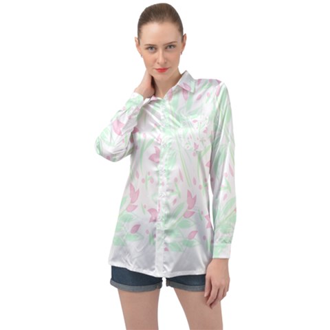 Tropical Island T- Shirt Pattern Love Collection Long Sleeve Satin Shirt by maxcute