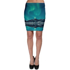 Blue And Green Sky And Mountain Bodycon Skirt