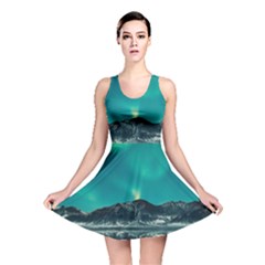 Blue And Green Sky And Mountain Reversible Skater Dress