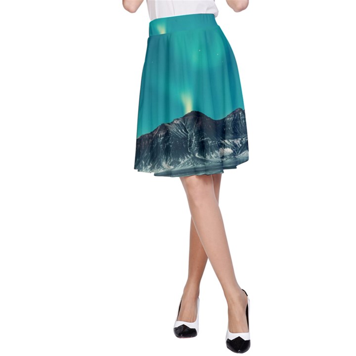 Blue And Green Sky And Mountain A-Line Skirt