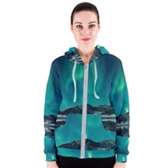 Blue And Green Sky And Mountain Women s Zipper Hoodie