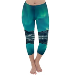 Blue And Green Sky And Mountain Capri Winter Leggings  by Jancukart