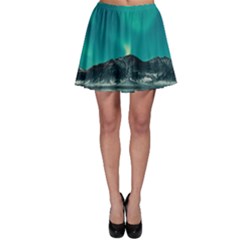 Blue And Green Sky And Mountain Skater Skirt by Jancukart