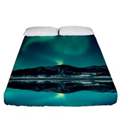 Blue And Green Sky And Mountain Fitted Sheet (king Size)