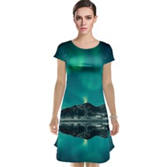 Blue And Green Sky And Mountain Cap Sleeve Nightdress