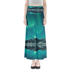 Blue And Green Sky And Mountain Full Length Maxi Skirt