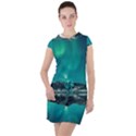 Blue And Green Sky And Mountain Drawstring Hooded Dress View1