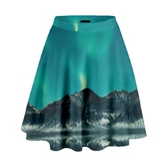 Blue And Green Sky And Mountain High Waist Skirt by Jancukart