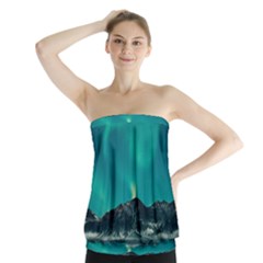 Blue And Green Sky And Mountain Strapless Top