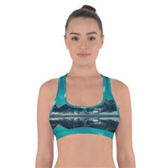 Blue And Green Sky And Mountain Cross Back Sports Bra