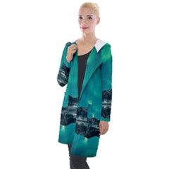 Blue And Green Sky And Mountain Hooded Pocket Cardigan