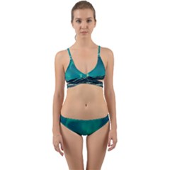 Blue And Green Sky And Mountain Wrap Around Bikini Set