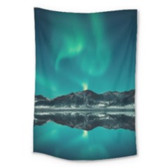 Blue And Green Sky And Mountain Large Tapestry