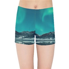 Blue And Green Sky And Mountain Kids  Sports Shorts