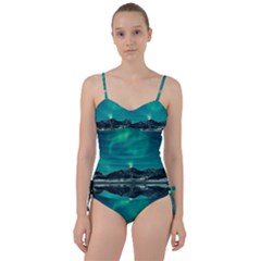 Blue And Green Sky And Mountain Sweetheart Tankini Set