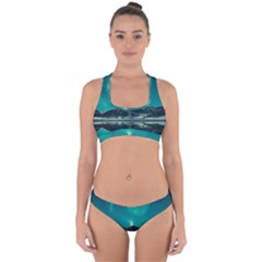 Blue And Green Sky And Mountain Cross Back Hipster Bikini Set