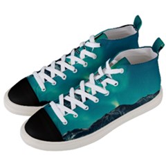 Blue And Green Sky And Mountain Men s Mid-top Canvas Sneakers