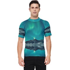 Blue And Green Sky And Mountain Men s Short Sleeve Rash Guard