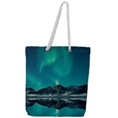 Blue And Green Sky And Mountain Full Print Rope Handle Tote (large)