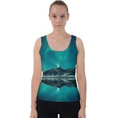 Blue And Green Sky And Mountain Velvet Tank Top